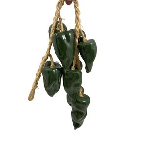 Vtg‎ Kitchen Ceramic Large Chili Bell Peppers Rope Decoration Chef Cooking 30 In